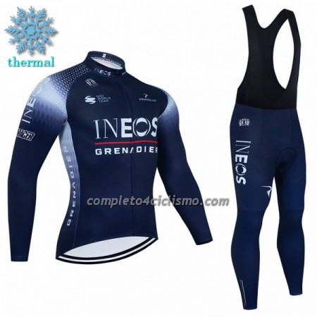 Completo Maglia ML + Pantaloncino con bretelle ML 2022 INEOS Grenadiers Winter Invernale Blu Scuro